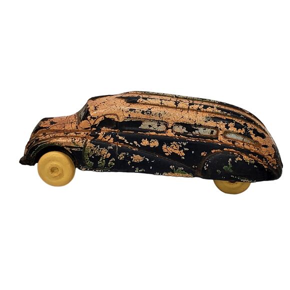 Vtg Sun Rubber Streamlined Car 1930-1940's USA Art Deco Van Life Travel - Picture 2 of 10